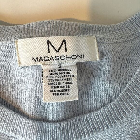 MAGASCHONI | blue tissue weight knit top | large | cashmere blend - Picture 7 of 9